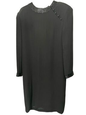 Women’s Vintage Bergdoff Goodman Black Long Sleeve Sequin Trim Dress Size 12